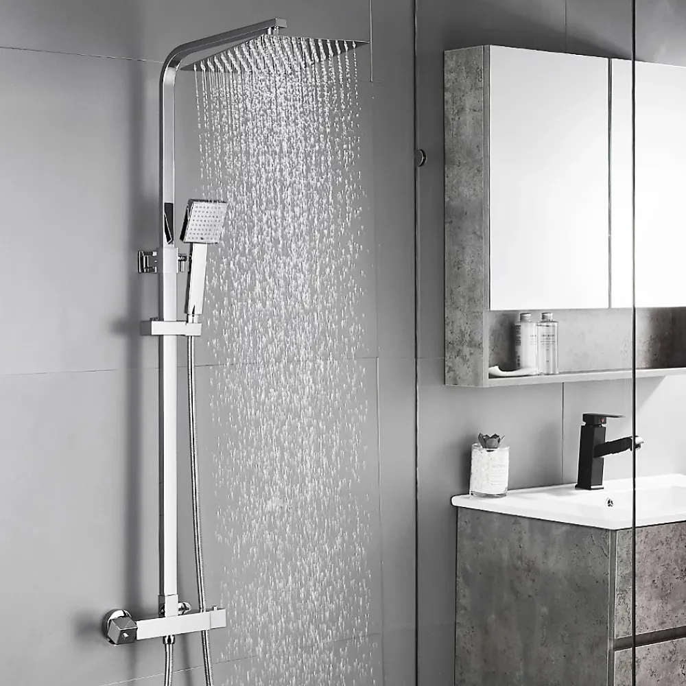Auralum Max Colonne de Douche avec Robinetterie Thermostatique, Ensemble de Douche avec pommeau + douchette + flexible