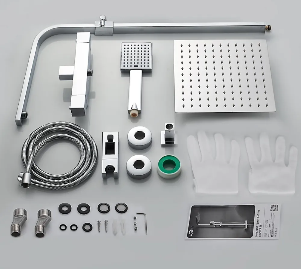 Auralum Max Colonne de Douche avec Robinetterie Thermostatique, Ensemble de Douche avec pommeau + douchette + flexible