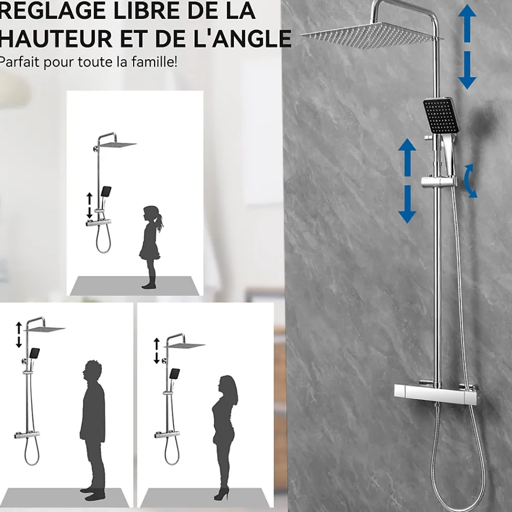Colonne De Douche Thermostatique|Sofetiy Max Colonne de Douche avec Robinetterie Thermostatique, Auralum MAX Ensemble de Douche avec pommeau + douchette