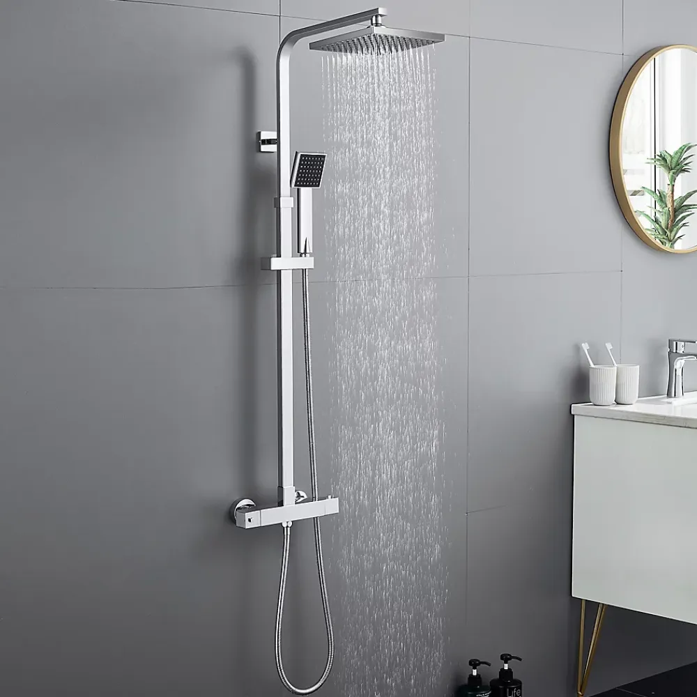 Colonne De Douche Thermostatique|Auralum Max Colonne de Douche avec Robinetterie Thermostatique, Ensemble de Douche avec pommeau + douchette