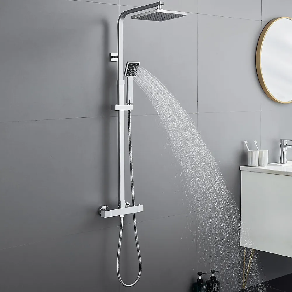 Colonne De Douche Thermostatique|Auralum Max Colonne de Douche avec Robinetterie Thermostatique, Ensemble de Douche avec pommeau + douchette