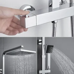 Colonne De Douche Thermostatique|Auralum Max Colonne de Douche avec Robinetterie Thermostatique, Ensemble de Douche avec pommeau + douchette