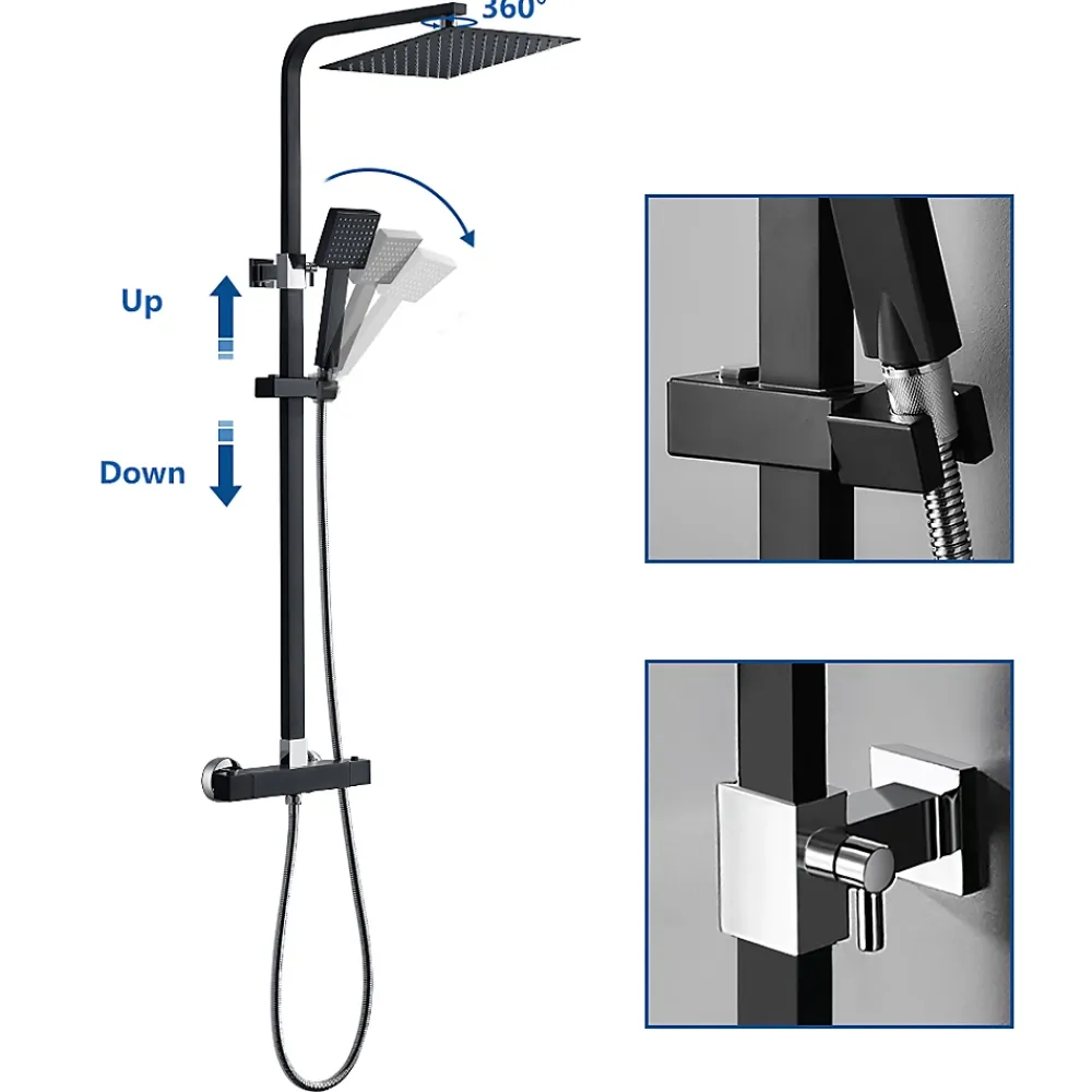 Auralum Max Colonne de Douche avec Robinetterie Thermostatique, Ensemble de Douche avec pommeau + douchette + flexible