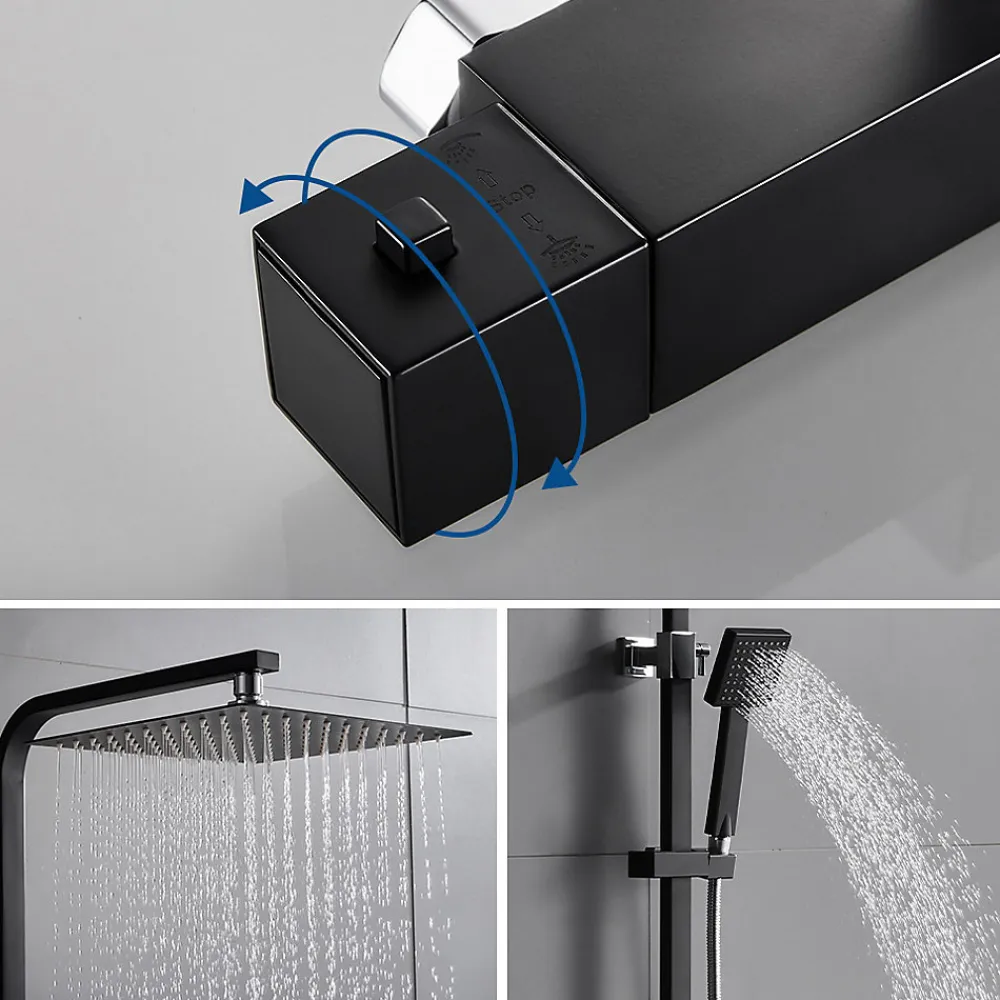 Auralum Max Colonne de Douche avec Robinetterie Thermostatique, Ensemble de Douche avec pommeau + douchette + flexible
