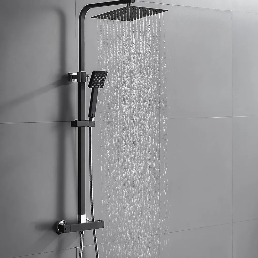 Auralum Max Colonne de Douche avec Robinetterie Thermostatique, Ensemble de Douche avec pommeau + douchette + flexible