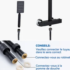 Colonne De Douche Thermostatique|Auralum Max Colonne de Douche avec Robinetterie Thermostatique, Ensemble de Douche avec pommeau + douchette
