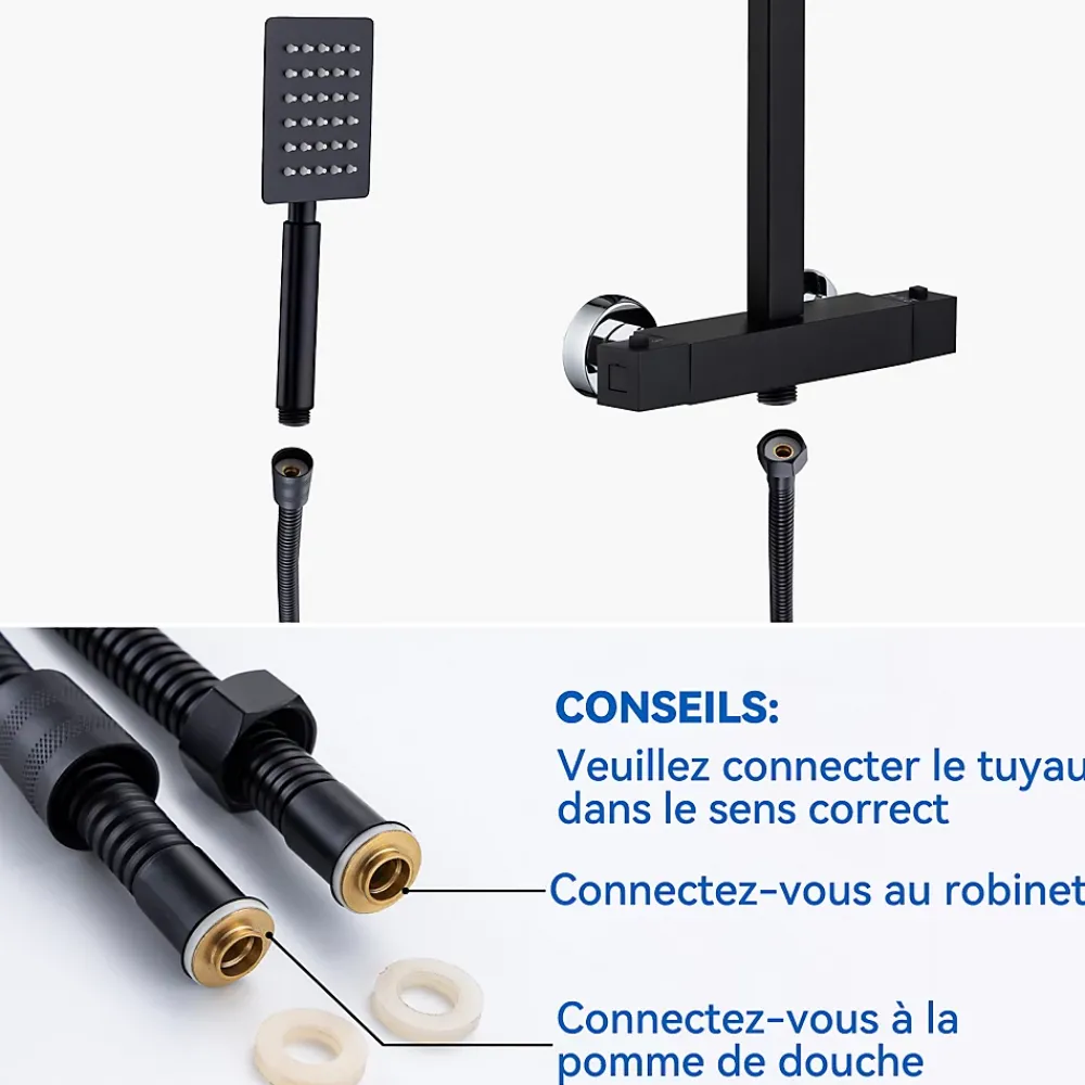 Colonne De Douche Thermostatique|Auralum Max Colonne de Douche avec Robinetterie Thermostatique, Ensemble de Douche avec pommeau + douchette