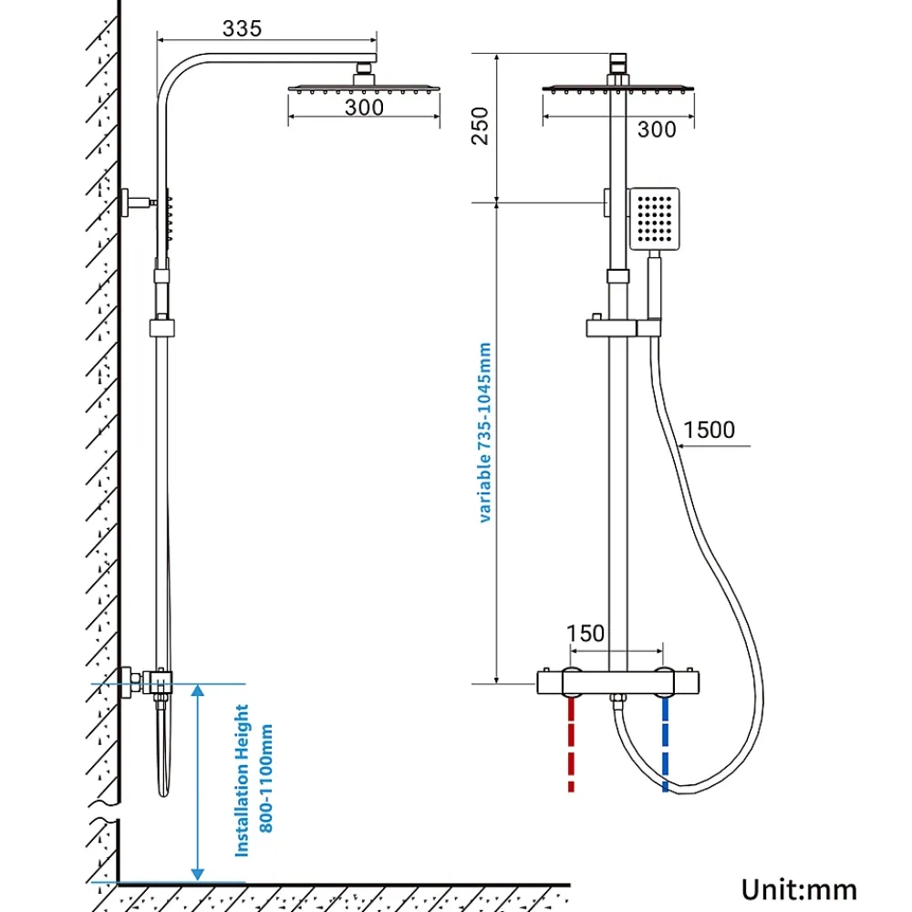 Colonne De Douche Thermostatique|Auralum Max Colonne de Douche avec Robinetterie Thermostatique, Ensemble de Douche avec pommeau + douchette