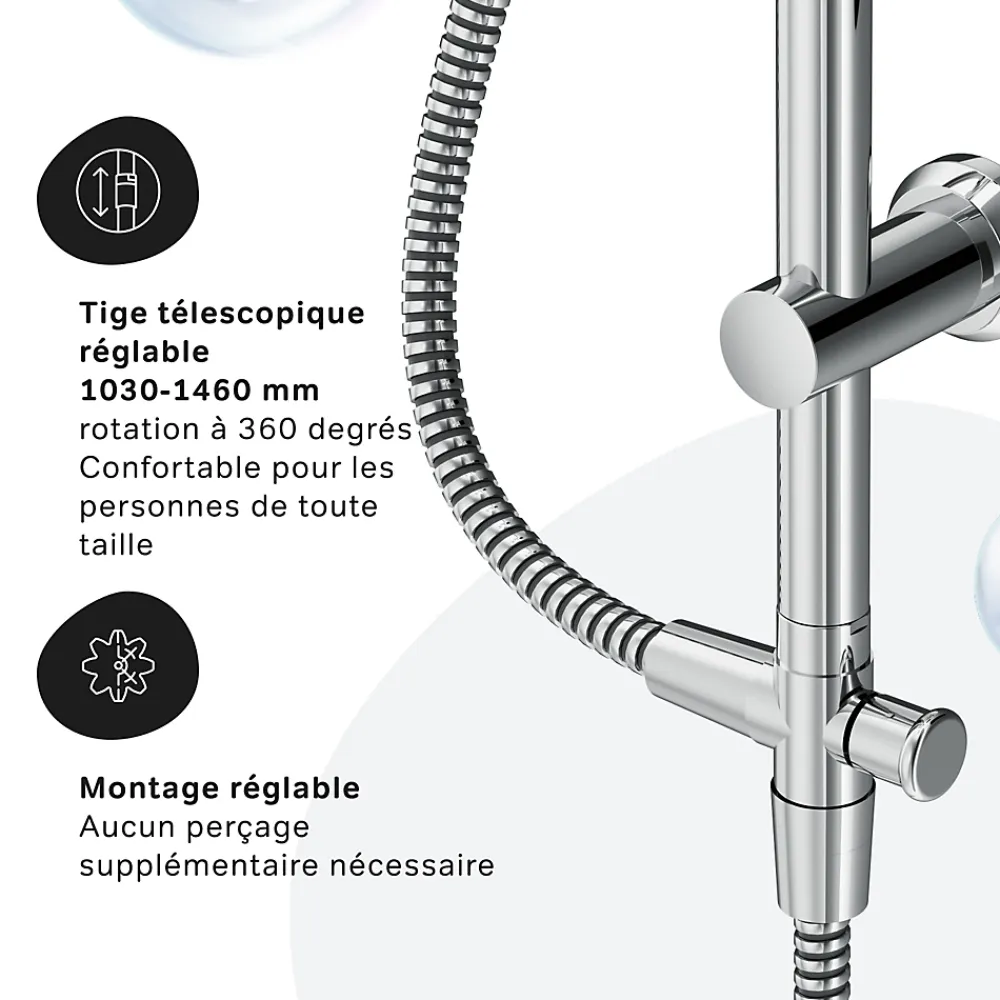 Robinet De Baignoire|Am.Pm Europe Colonne de douche baignoire sans robinet, Système de douche, Barre de douche Chrome F07TB000 Hit AM.PM