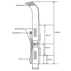 Bernstein Colonne de douche Blanc thermostatique murale acier inox mitigeur, pommeau de douche, jets massage, 165x22cm, SEDAL 8815