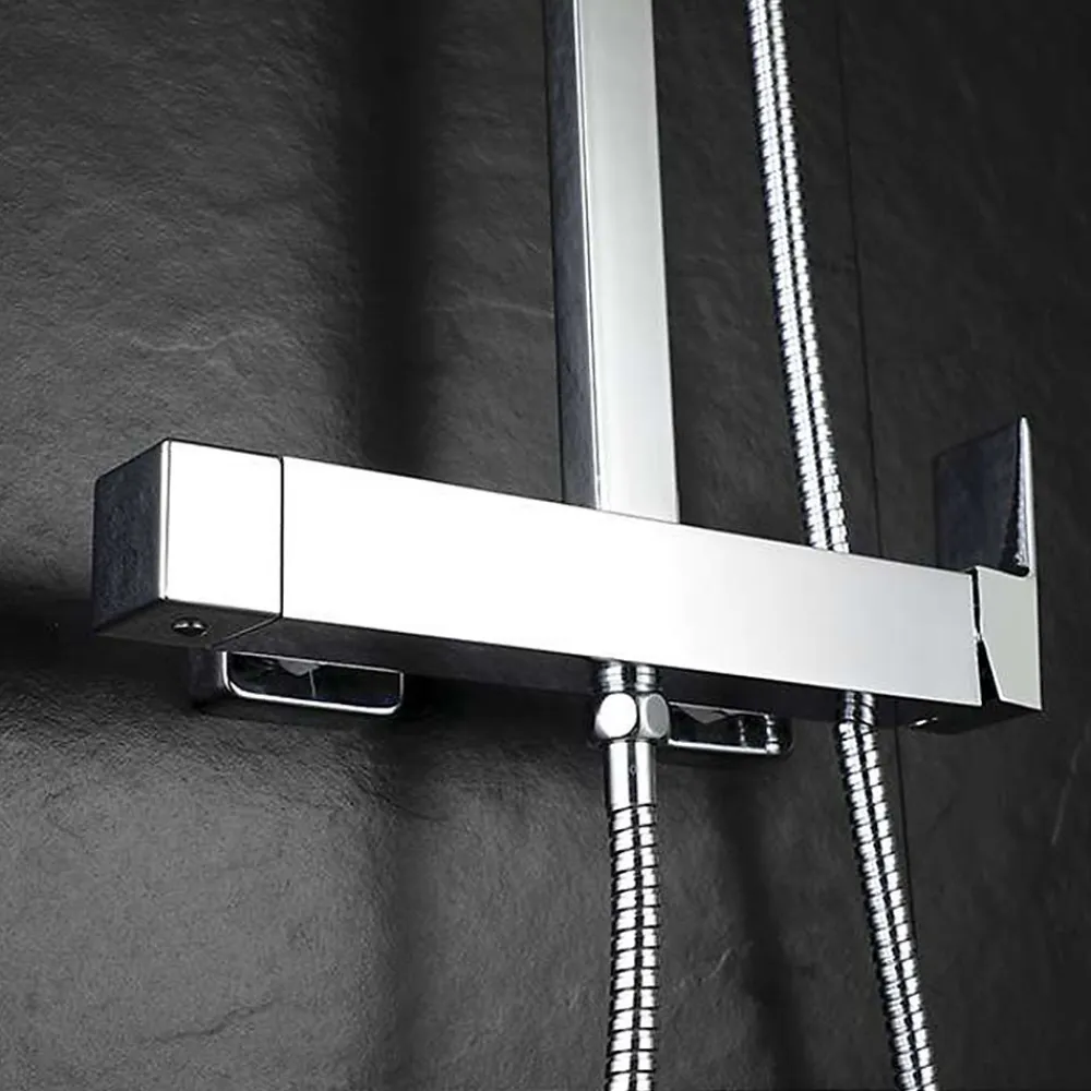 Colonne De Douche Mécanique|Kibath Colonne de douche carrée EXTRA FLAT, 73-122 cm, finition chrome poli, en laiton