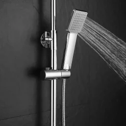 Kibath Colonne de douche carrée extra-longue VERARA, 100-150 cm, finition chrome poli, en laiton