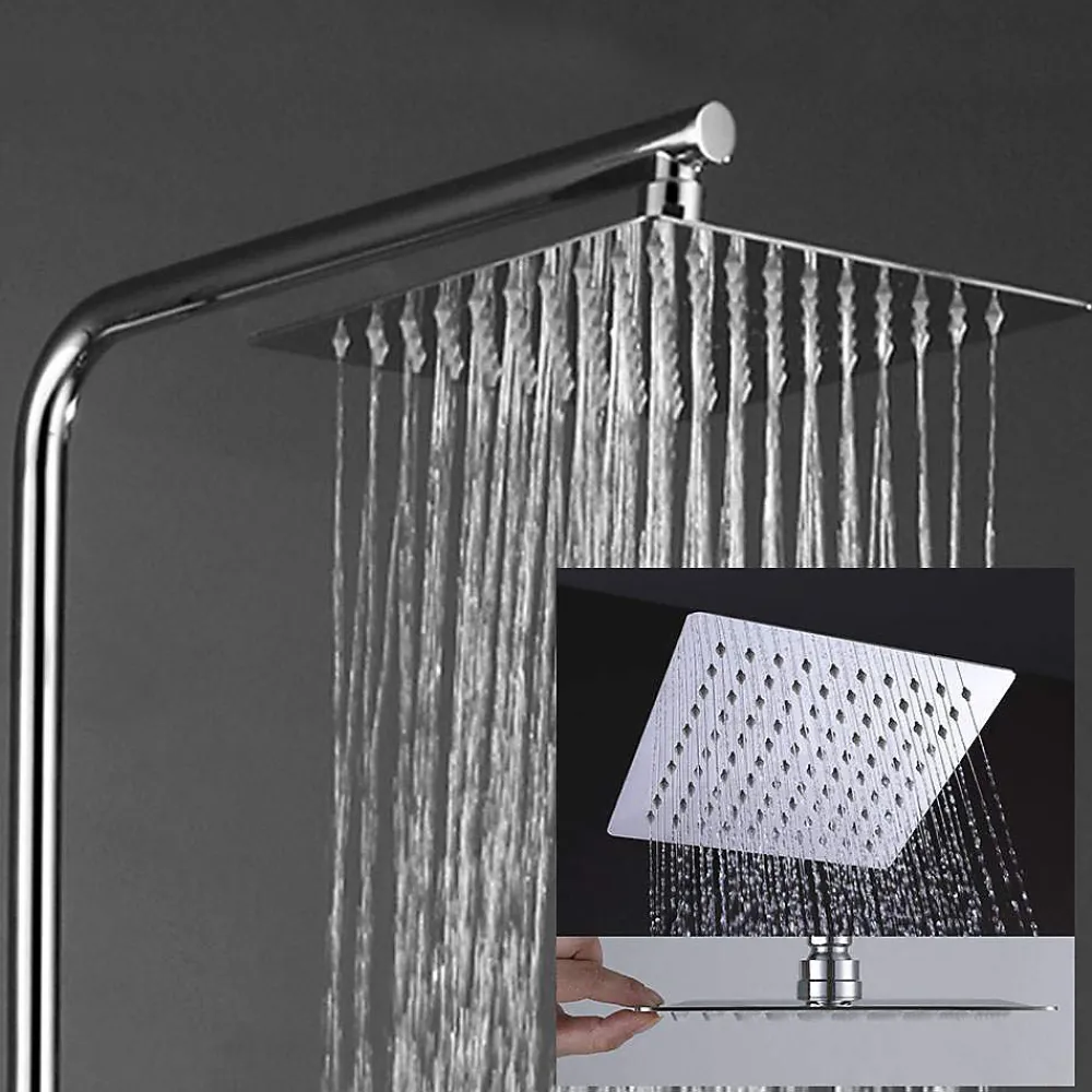 Kibath Colonne de douche carrée monocommande DUA, 79-125 cm, finition chrome poli, en laiton