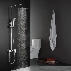 Kibath Colonne de douche carrée monocommande VER 83-126 cm, finition chrome poli, en laiton