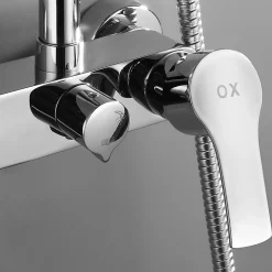 Kibath Colonne de douche carrée monocommande VER 83-126 cm, finition chrome poli, en laiton