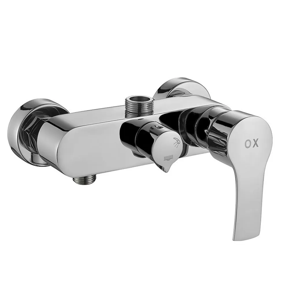 Kibath Colonne de douche carrée monocommande VER 83-126 cm, finition chrome poli, en laiton