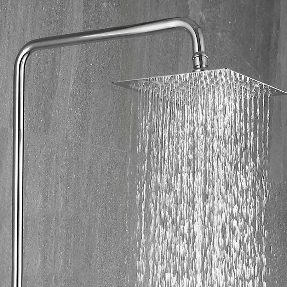 Kibath Colonne de douche carrée monocommande VER 83-126 cm, finition chrome poli, en laiton