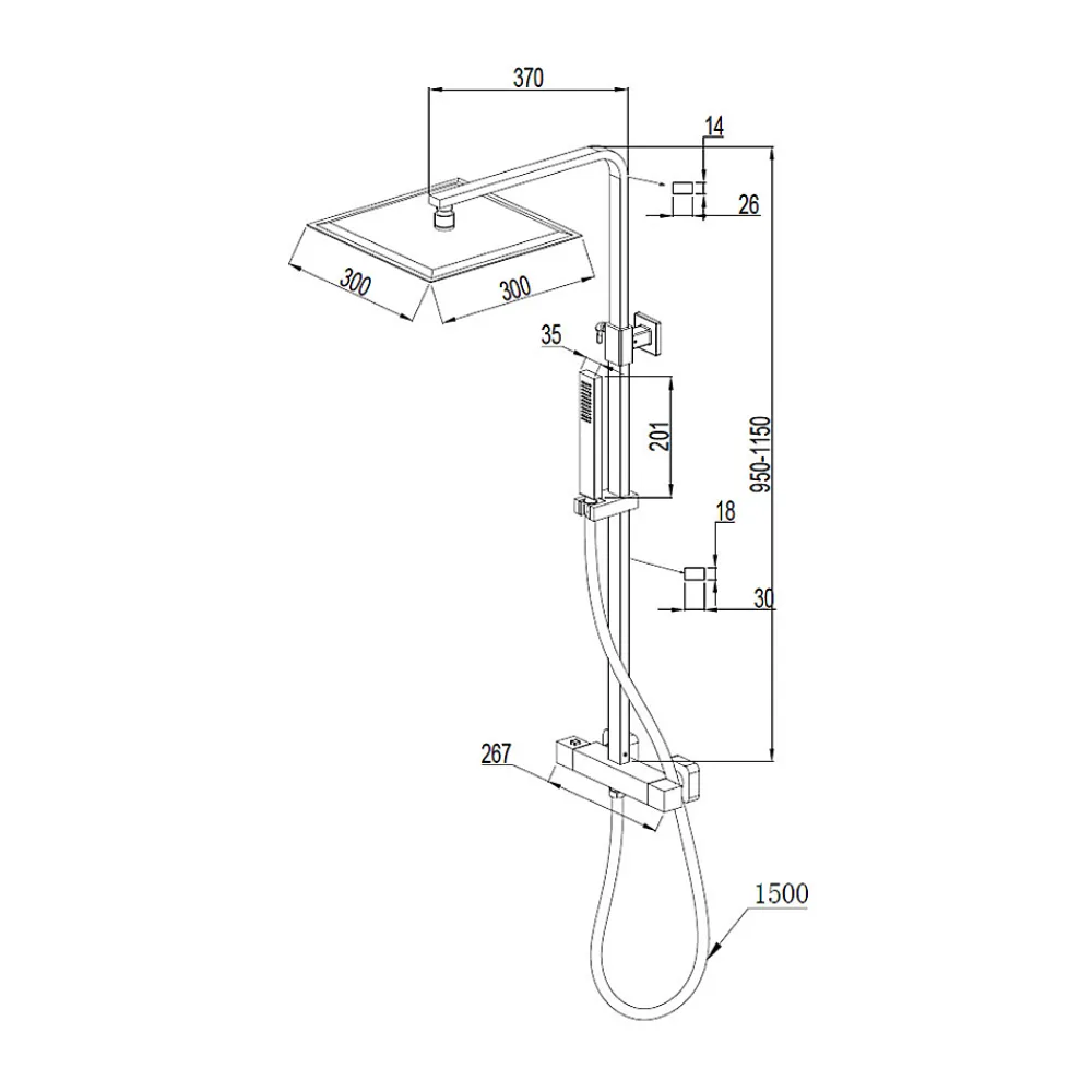 Colonne De Douche Thermostatique|Essebagno Colonne de douche carrée thermostatique or brossé Square II