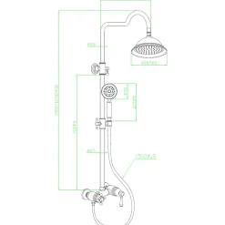 Essebagno Colonne de douche chromé rétro mitigeur mécanique Leeds 2