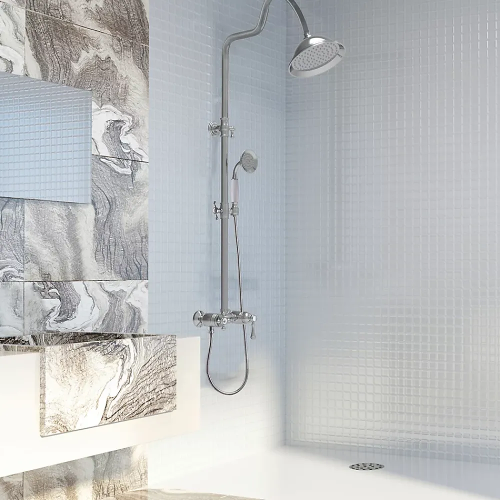 Essebagno Colonne de douche chromé rétro mitigeur mécanique Leeds 2