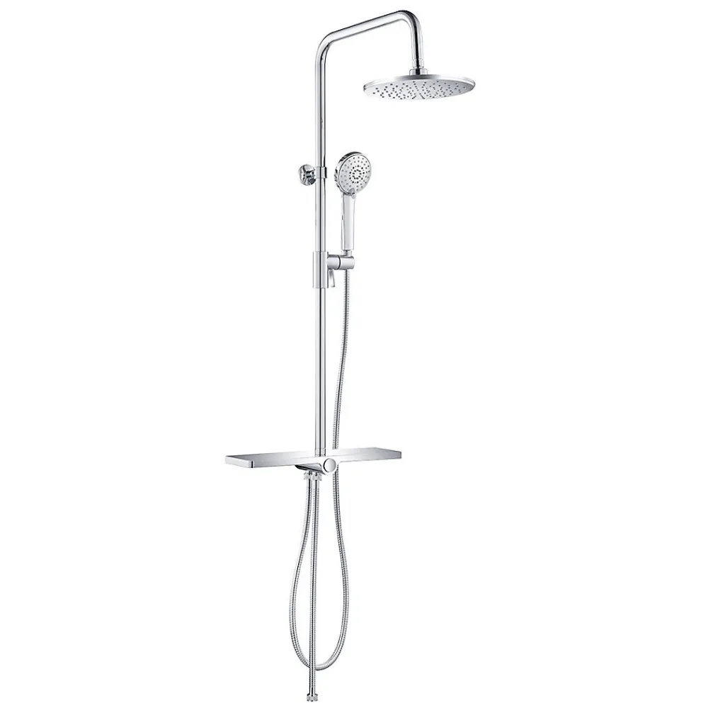 Colonne De Douche Sans Robinetterie|Bain-Bain Colonne de douche Chrome Avec Tablette KIRA -