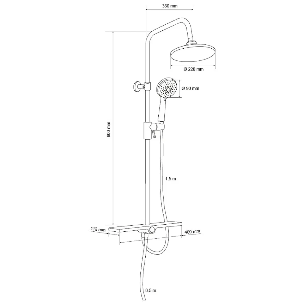 Colonne De Douche Sans Robinetterie|Bain-Bain Colonne de douche Chrome Avec Tablette KIRA -