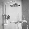 Colonne De Douche Mécanique|Homelody Colonne de Douche Chromée avec Étagère 40 cm, Douchette à Main 5 Modes, Effet Cascade et Rangement Pratique