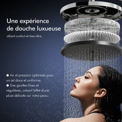 Colonne De Douche Mécanique|Homelody Colonne de Douche Chromée avec Étagère 40 cm, Douchette à Main 5 Modes, Effet Cascade et Rangement Pratique