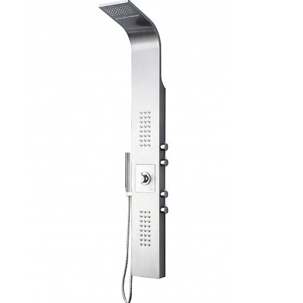 Colonne De Douche Thermostatique|Bernstein Colonne de douche Chrome thermostatique murale acier inox mitigeur, pommeau de douche, jets massage, 165x22cm, SEDAL 8815