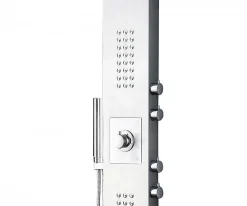 Colonne De Douche Thermostatique|Bernstein Colonne de douche Chrome thermostatique murale acier inox mitigeur, pommeau de douche, jets massage, 165x22cm, SEDAL 8815