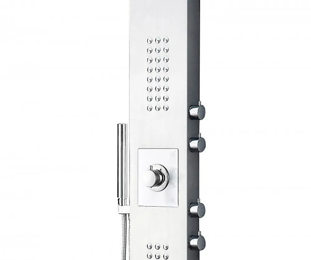 Colonne De Douche Thermostatique|Bernstein Colonne de douche Chrome thermostatique murale acier inox mitigeur, pommeau de douche, jets massage, 165x22cm, SEDAL 8815