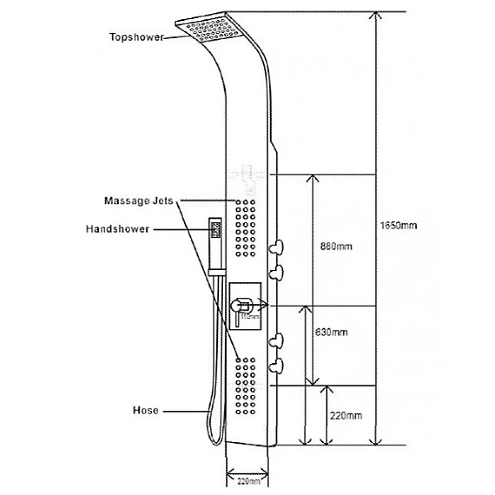 Colonne De Douche Thermostatique|Bernstein Colonne de douche Chrome thermostatique murale acier inox mitigeur, pommeau de douche, jets massage, 165x22cm, SEDAL 8815