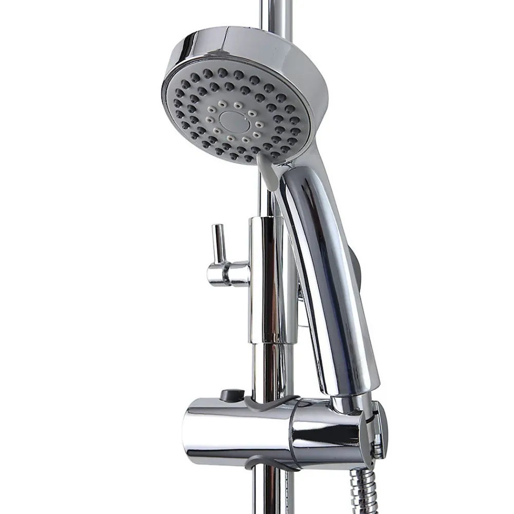 Pommeau De Douche, Flexible Et Barre De Douche|Kiamami Valentina Colonne De Douche Chromée Avec Pomme De Douche Fixe, Douchette À Main Extractible Et Inverseur.