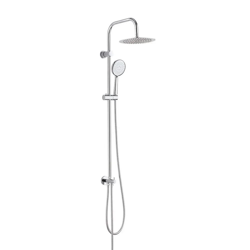 Colonne De Douche Sans Robinetterie|Valentin Colonne de douche classique à raccorder sur robinetterie avec pomme de tête, douchette et flexible, chrome Classic
