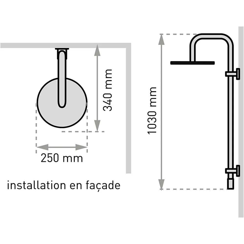 Colonne De Douche Sans Robinetterie|Valentin Colonne de douche classique à raccorder sur robinetterie avec pomme de tête, douchette et flexible, chrome Classic