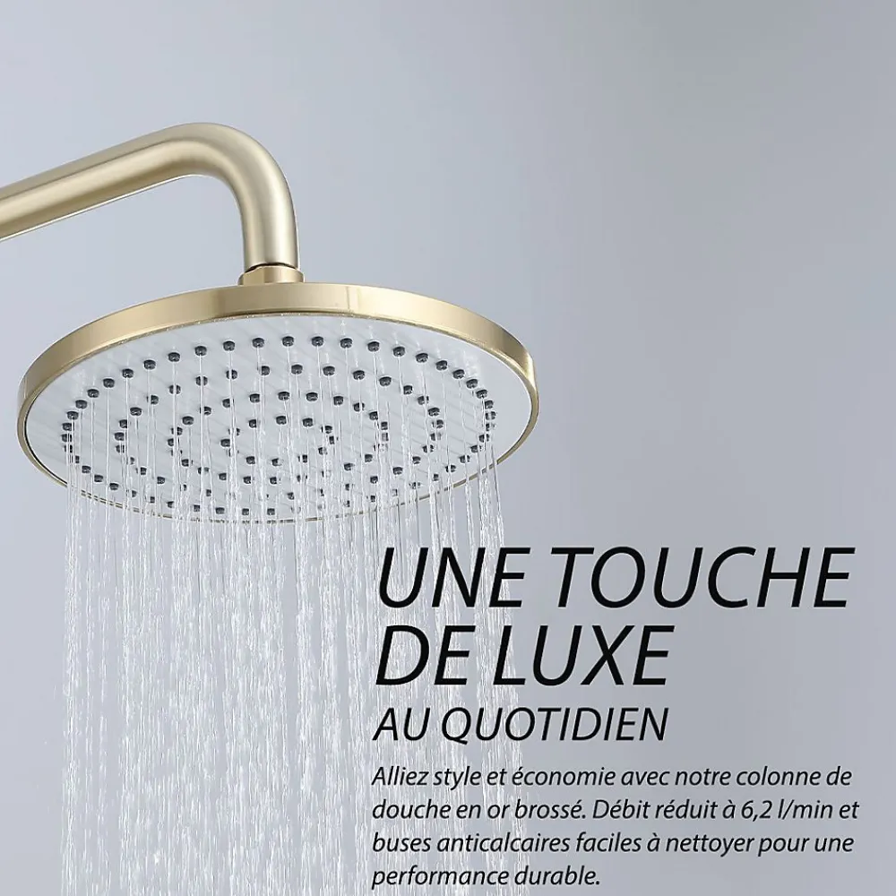 Dileci Colonne de douche couleur or brossé -