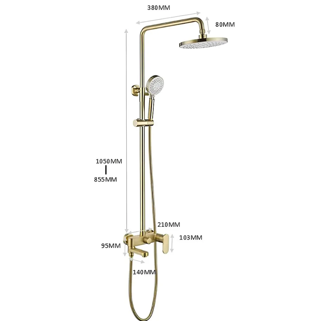 Hudor COLONNE DE DOUCHE DORÉE BROSSÉE (OR MAT) SC008 COLLECTION SCAMANDRE