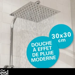 Eisl Colonne de douche EASY DELUXE chromé avec pommeau de douche effet pluie - raclette incluse