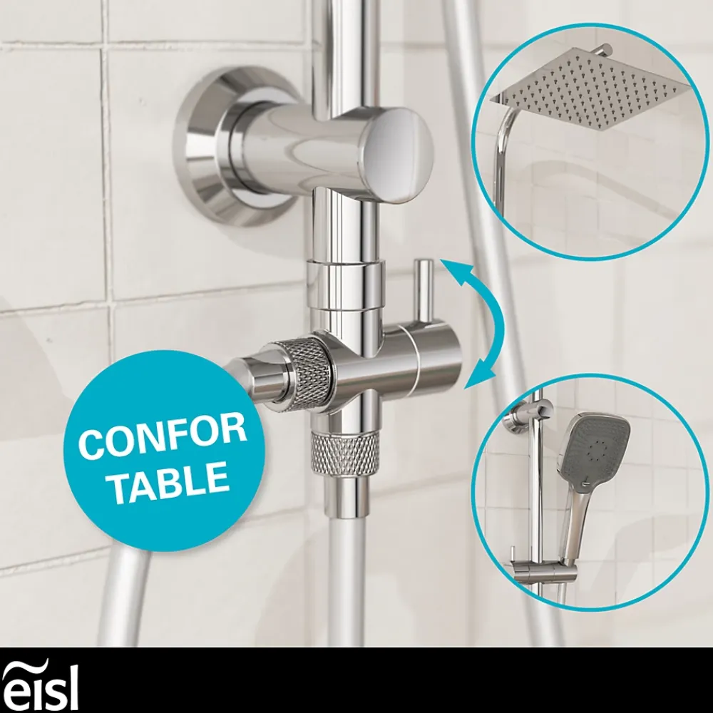 Eisl Colonne de douche EASY DELUXE chromé avec pommeau de douche effet pluie - raclette incluse