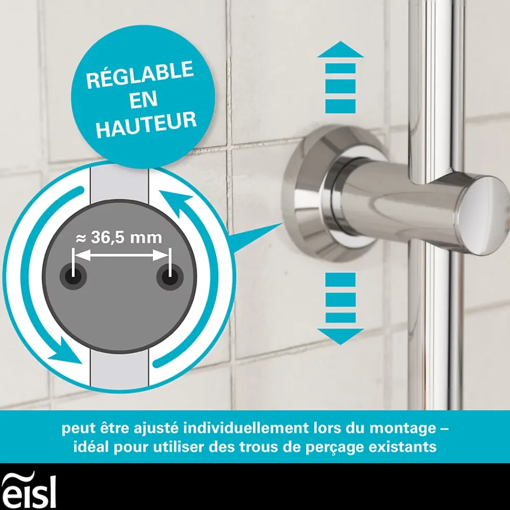 Eisl Colonne de douche EASY DELUXE chromé avec pommeau de douche effet pluie - raclette incluse