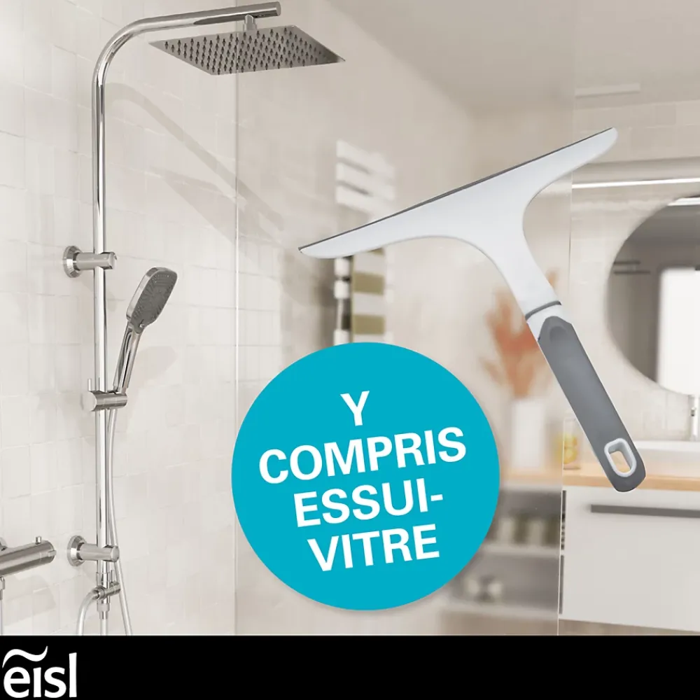 Eisl Colonne de douche EASY DELUXE chromé avec pommeau de douche effet pluie - raclette incluse