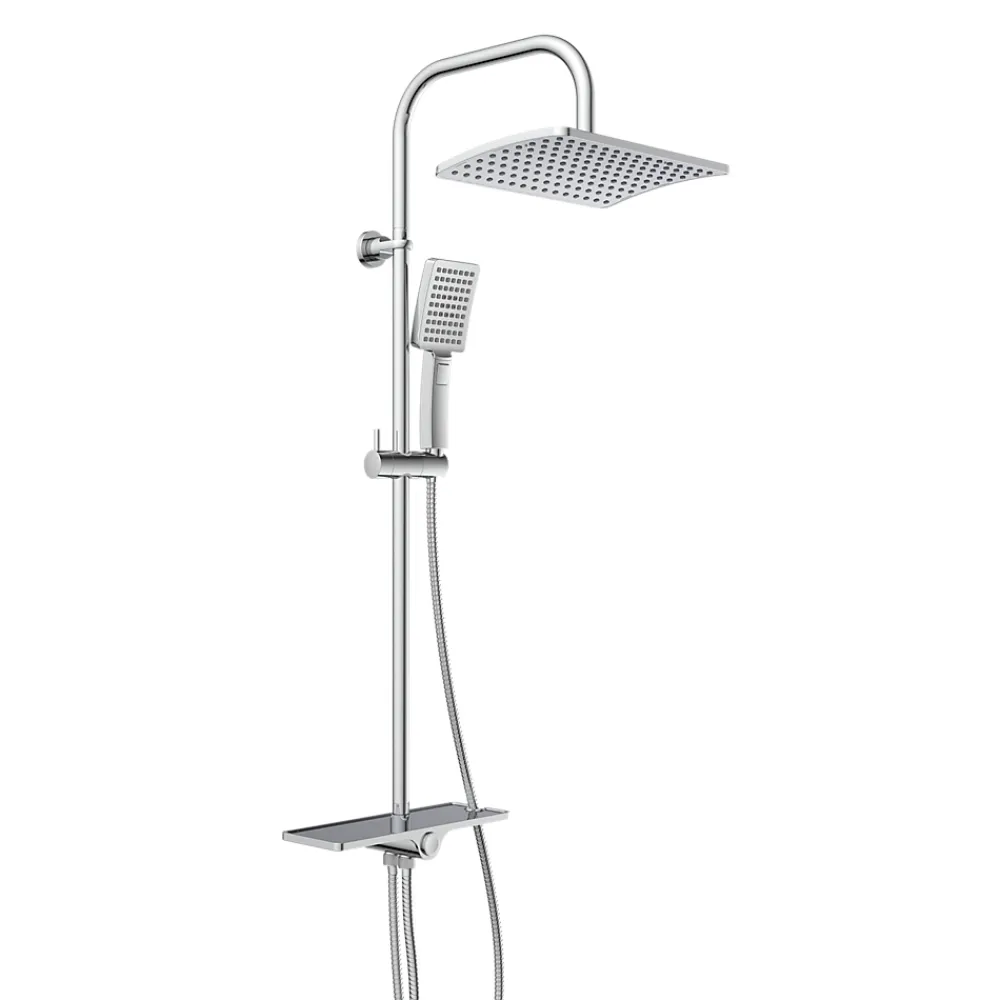 Eisl Colonne de douche EASY DELUXE chromé avec pommeau de douche effet pluie - raclette incluse
