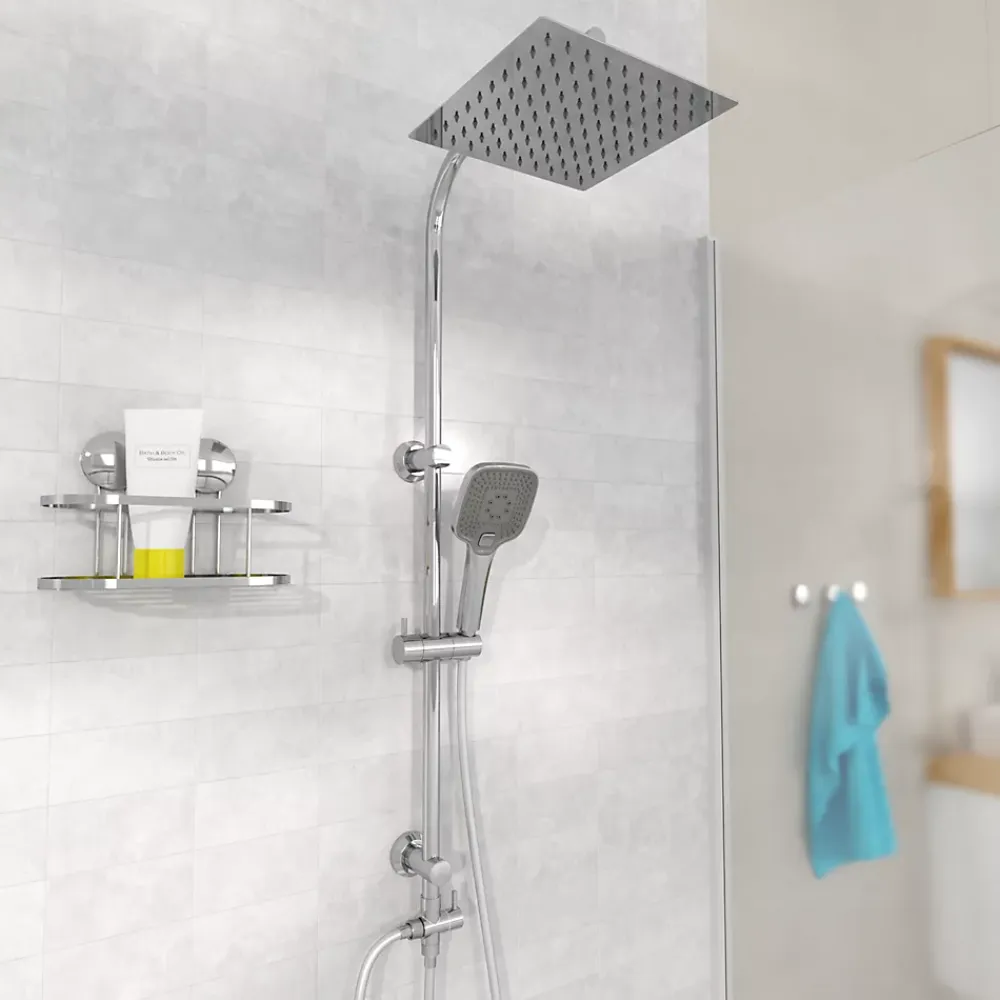 Eisl Colonne de douche EASY DELUXE chromé avec pommeau de douche effet pluie - raclette incluse