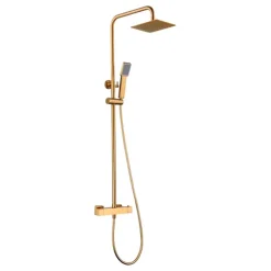Imex Products Colonne de douche ELAN Thermostatique Or brosséChroméNoir matCanon de fusilOr brosséBlanc mat couleur Or brossé largeur