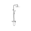 Colonne De Douche Mécanique|Vente-unique Colonne de douche en acier inoxydable avec tablette - Brush nickel - Hauteur réglable - JIZEO