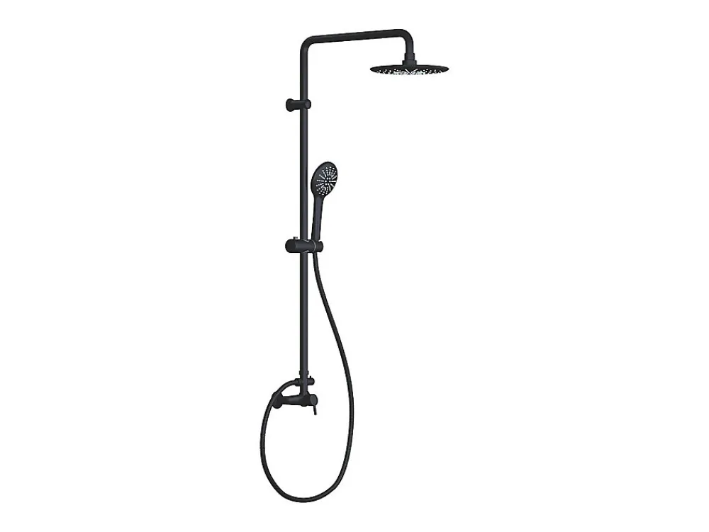 Vente-unique Colonne de douche en acier inoxydable noir mat - 116 cm - AITA