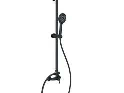 Vente-unique Colonne de douche en acier inoxydable noir mat - 116 cm - AITA