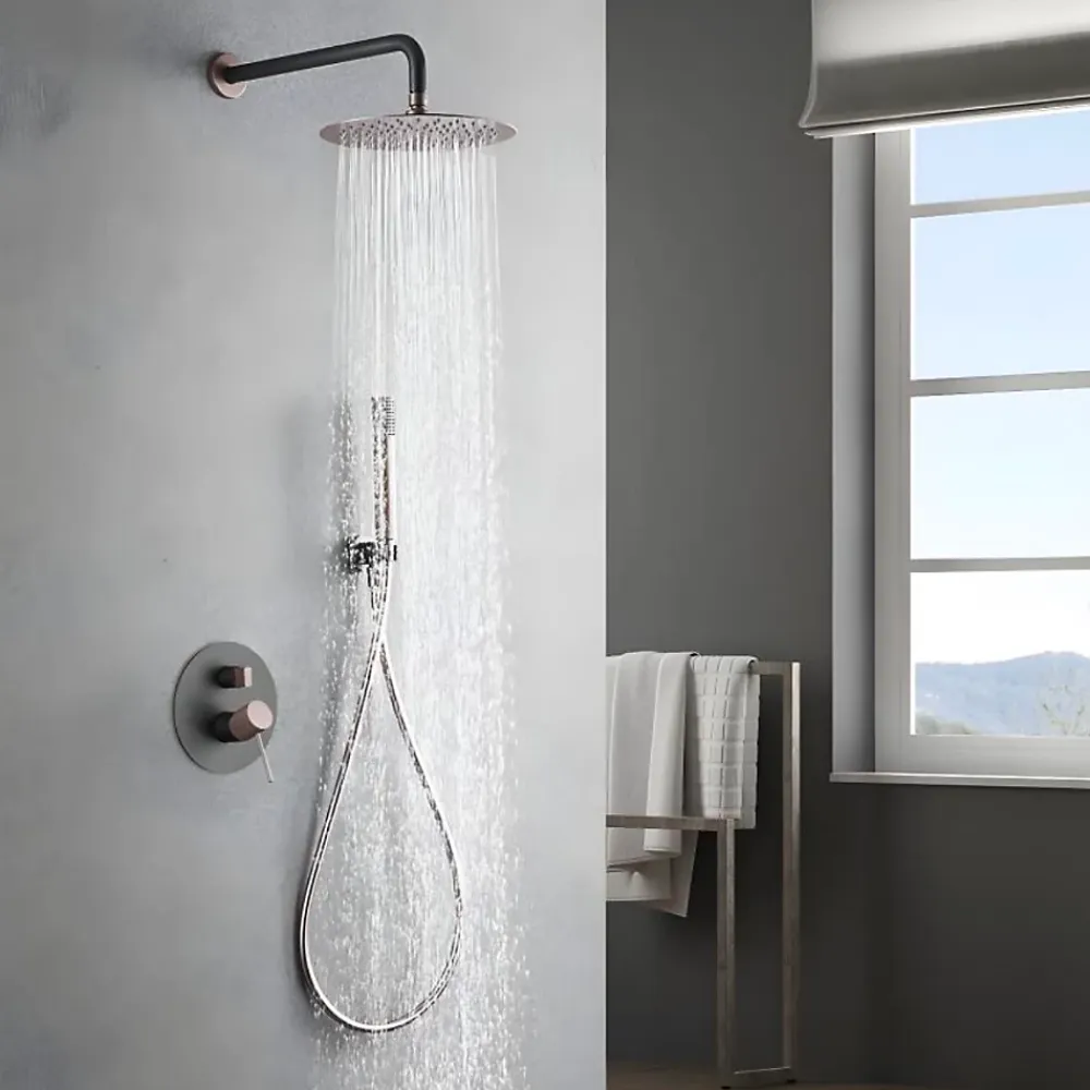 Colonne De Douche Encastrable|Imex Colonne de Douche Encastrée Anti-Calcaire Gris et Champagne LINE GPD038/GC