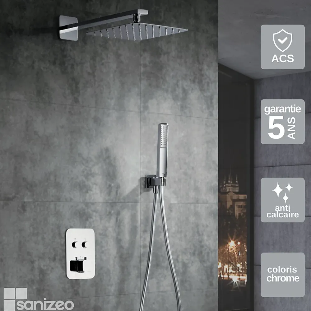 Imex Colonne de Douche Encastrée Thermostatique Anti-Calcaire Chrome MADEIRA GTM021