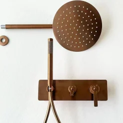 Essebagno Colonne de douche encastrée mécanique cuivre brossé Molette